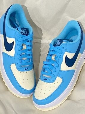 💙Nike Air Force 1 '07 Low Coconut 🥥 Milk Aquarius Blue Mens Size 13🥥💙